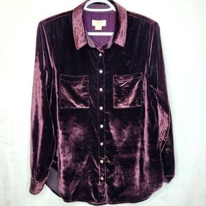 Maeve Velvet Lined Button Down Blouse Size 2